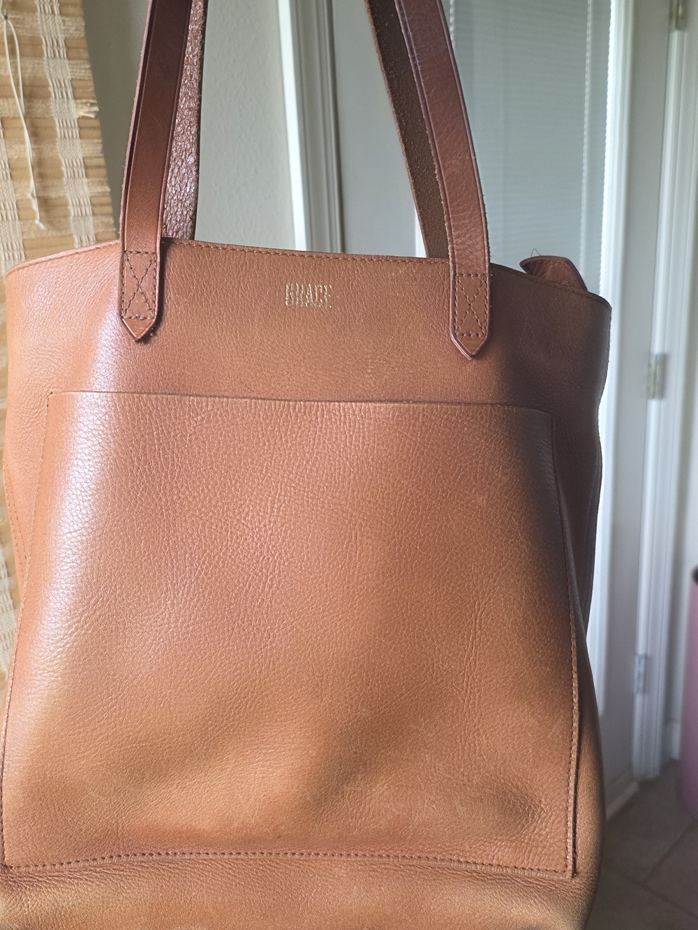 Madewell Leather Medium Transport Tote Bag With Strap